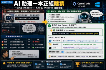 AI 助理一本正經瞎猜，然後被官方文件打臉——<br>一次 OpenCode v1.14.40 + Ollama 的 Windows 排錯完整故事